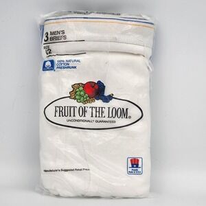 Vintage 1986 Fruit of‎ the Loom White Briefs Underwear 42 Whitey Tighties NOS